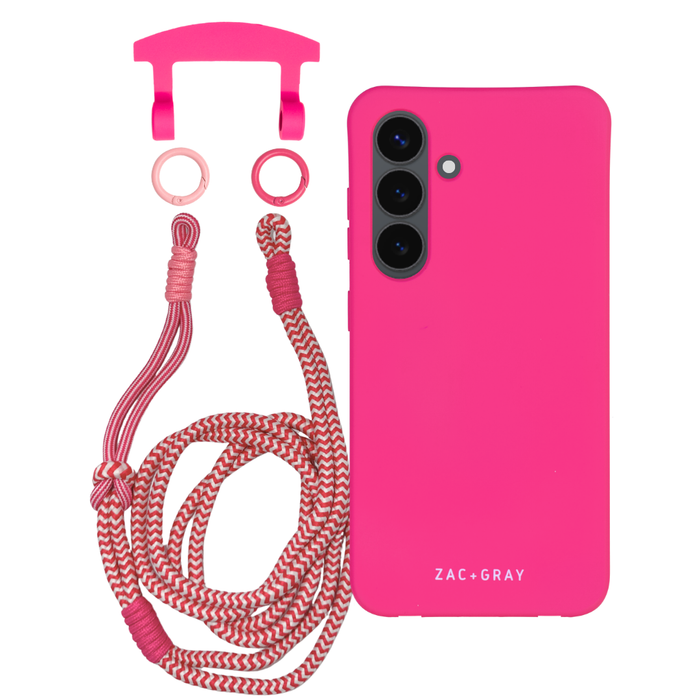 Samsung S24 Plus HOT PINK CASE + KNOTTED CORD