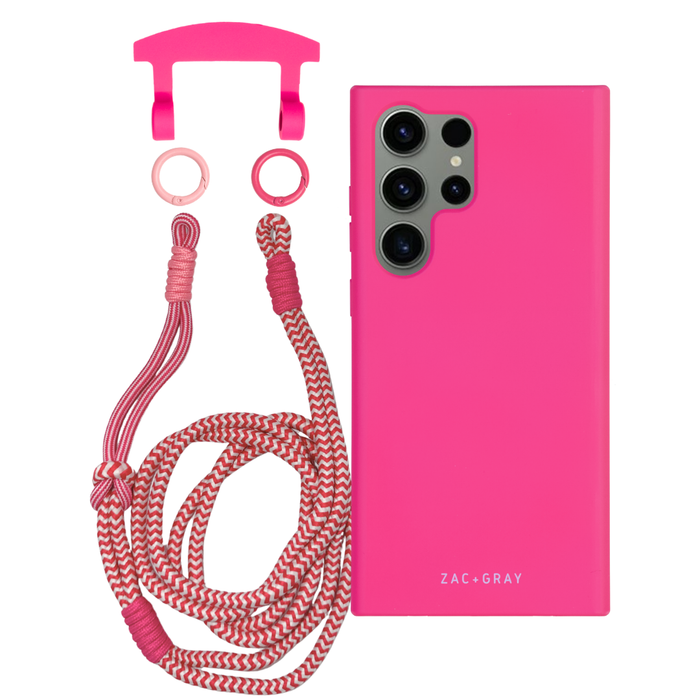 Samsung S23 Ultra HOT PINK CASE + KNOTTED CORD
