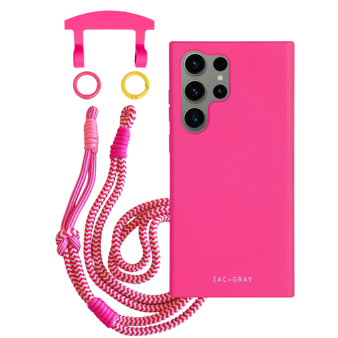 Samsung S25 Ultra HOT PINK CASE + KNOTTED CORD