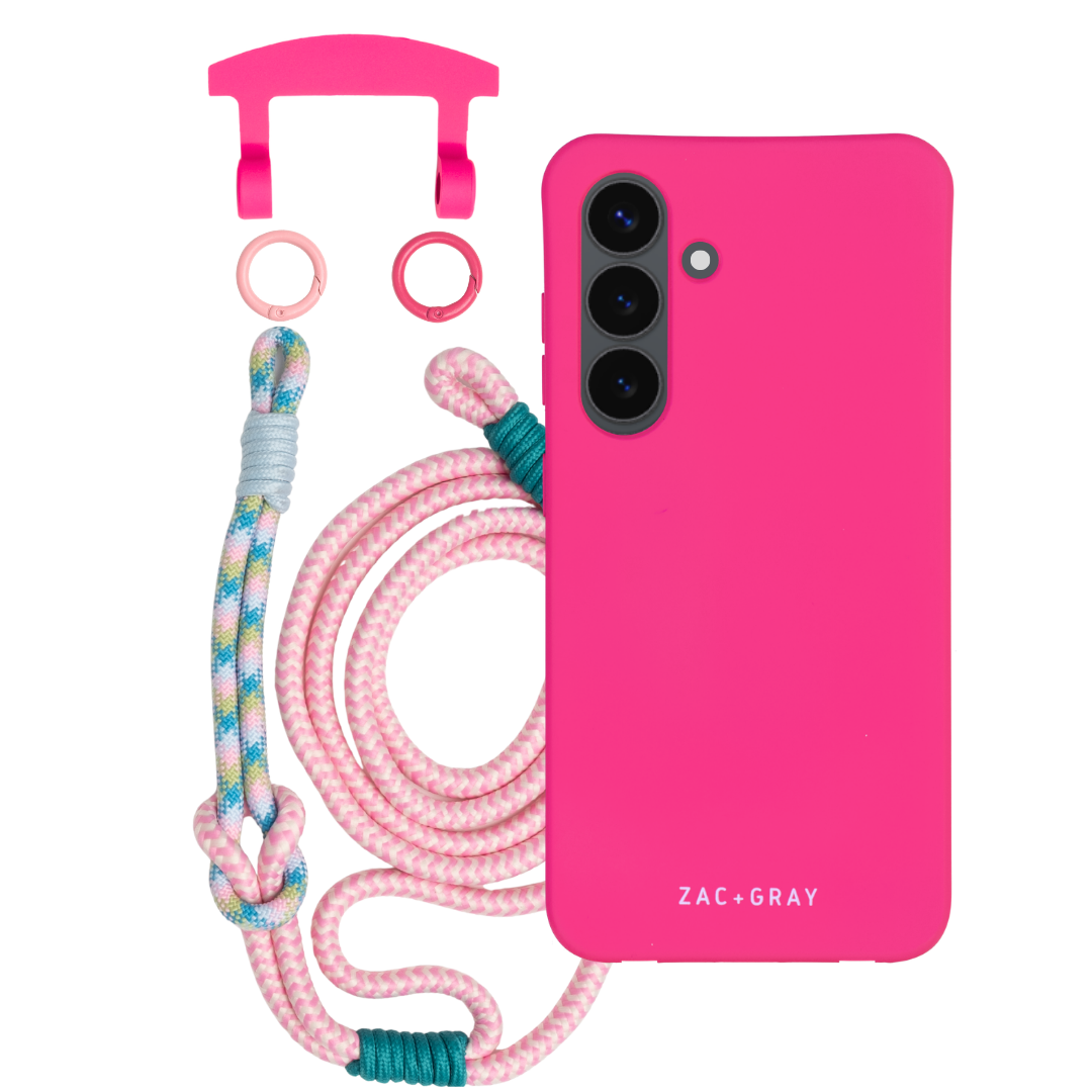 Samsung S24 Plus HOT PINK CASE + KNOTTED CORD