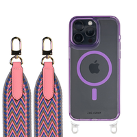 iPhone 16 LAVENDER TRANSPARENT CASE + PATTERNED STRAP