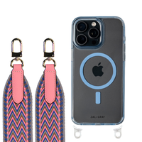 iPhone 16 Pro SKY BLUE TRANSPARENT CASE + PATTERNED STRAP
