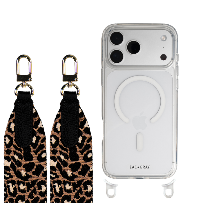 iPhone 17 Pro Max CRYSTAL CLEAR TRANSPARENT CASE + PATTERNED STRAP