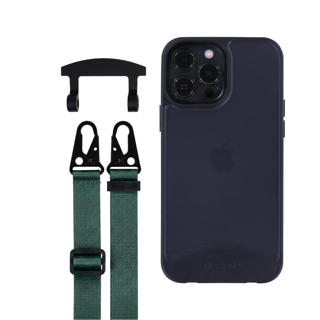 iPhone 12 Pro Max FROSTED MIDNIGHT BLACK CASE + STRAP
