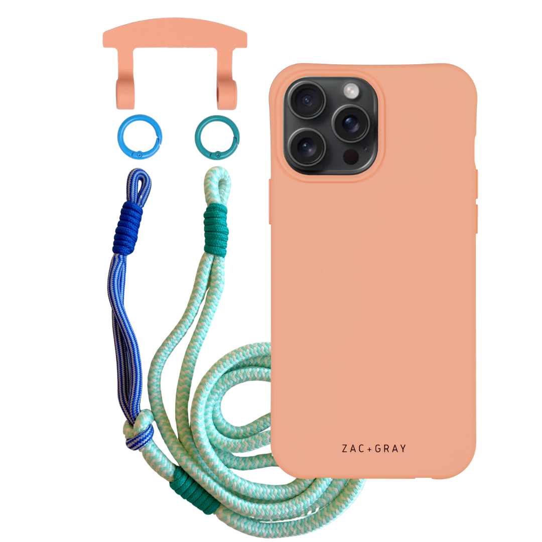 iPhone 6 Plus / 6s Plus / 7 Plus / 8 Plus SUNSET CORAL CASE + KNOTTED CORD