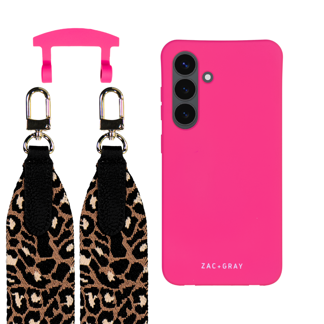 Samsung S24 Plus HOT PINK CASE + PATTERNED STRAP