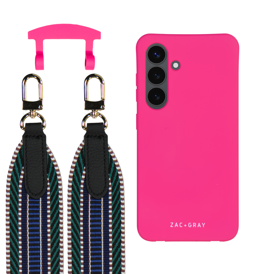 Samsung S24 Plus HOT PINK CASE + PATTERNED STRAP