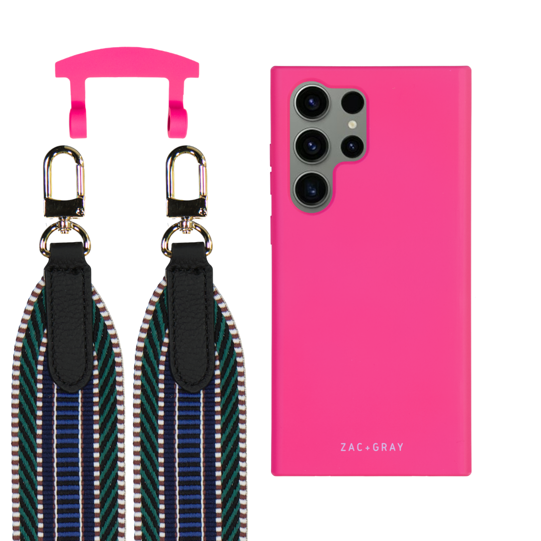 Samsung S25 Ultra HOT PINK CASE + PATTERNED STRAP