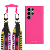 Samsung S25 Ultra HOT PINK CASE + PATTERNED STRAP