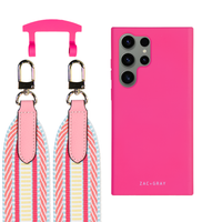 Samsung S25 Ultra HOT PINK CASE + PATTERNED STRAP