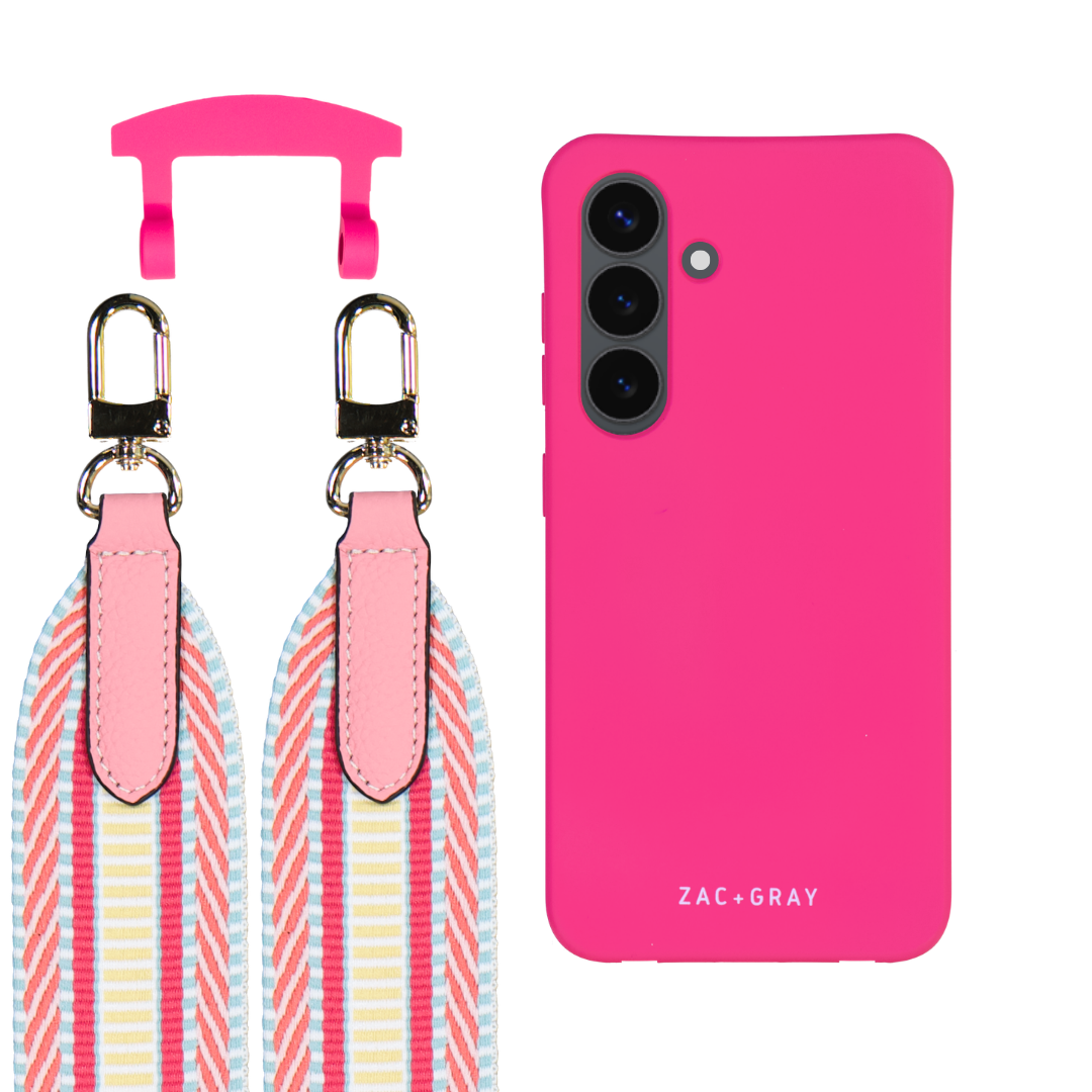 Samsung S24 Plus HOT PINK CASE + PATTERNED STRAP