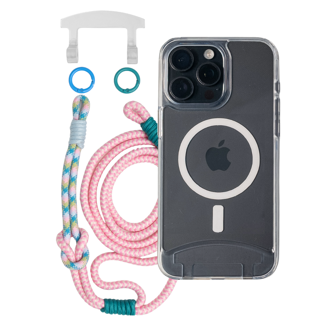 iPhone 16 Plus TRANSPARENT CASE + KNOTTED CORD