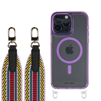 iPhone 16 LAVENDER TRANSPARENT CASE + PATTERNED STRAP