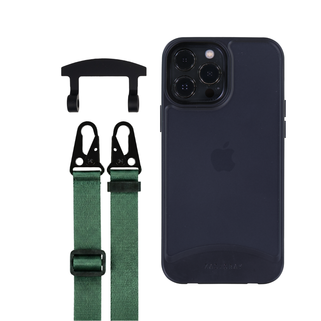 iPhone 12 Pro Max FROSTED MIDNIGHT BLACK CASE + STRAP