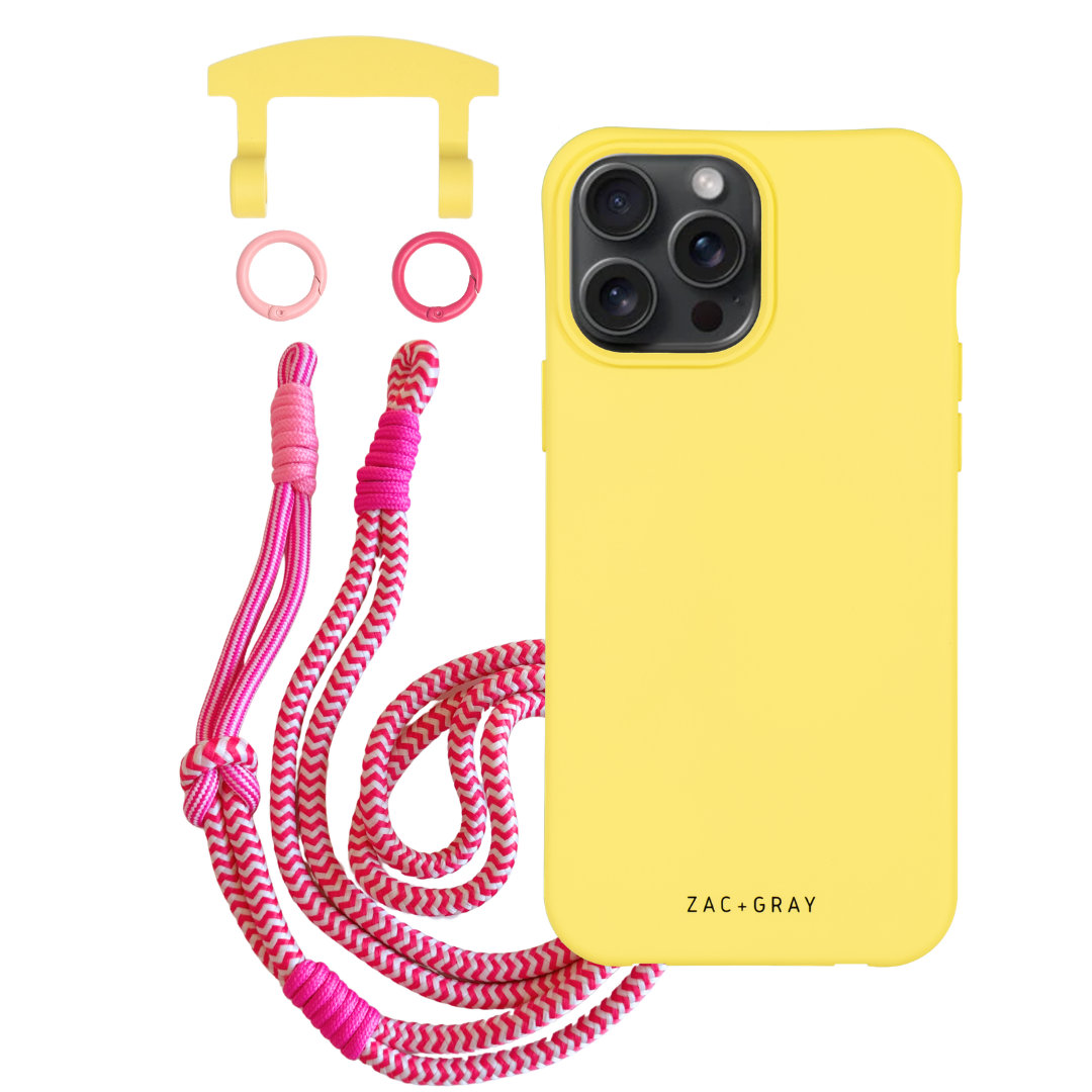 iPhone 6 Plus / 6s Plus / 7 Plus / 8 Plus SUNSHINE YELLOW CASE + KNOTTED CORD