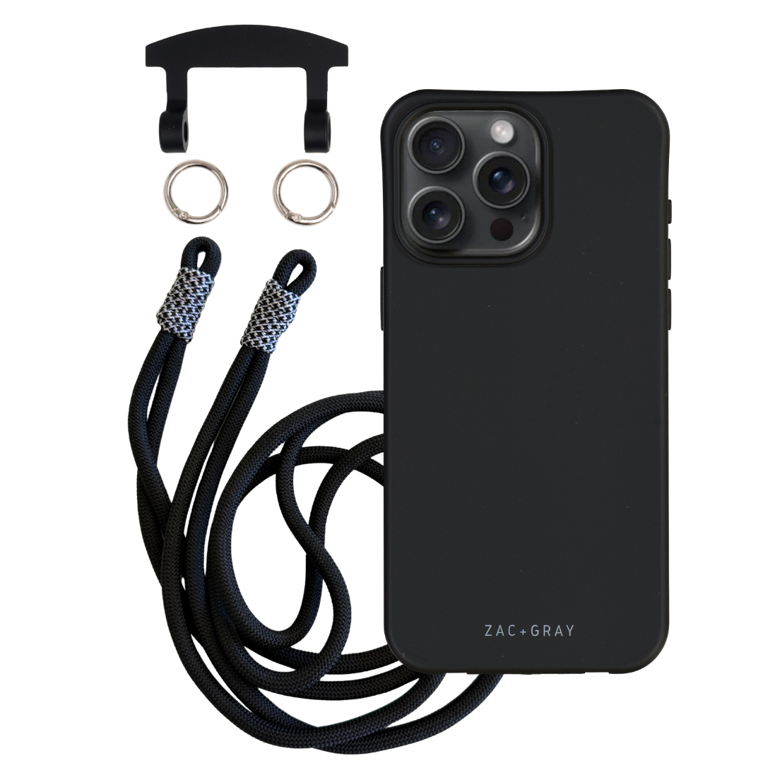 iPhone 17 Pro Max MIDNIGHT BLACK CASE + KNOTTED CORD