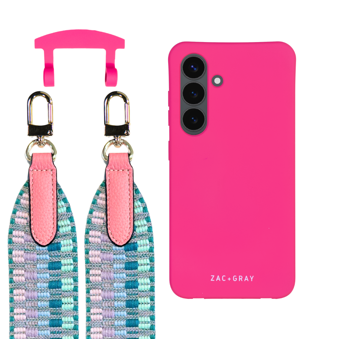 Samsung S24 Plus HOT PINK CASE + PATTERNED STRAP