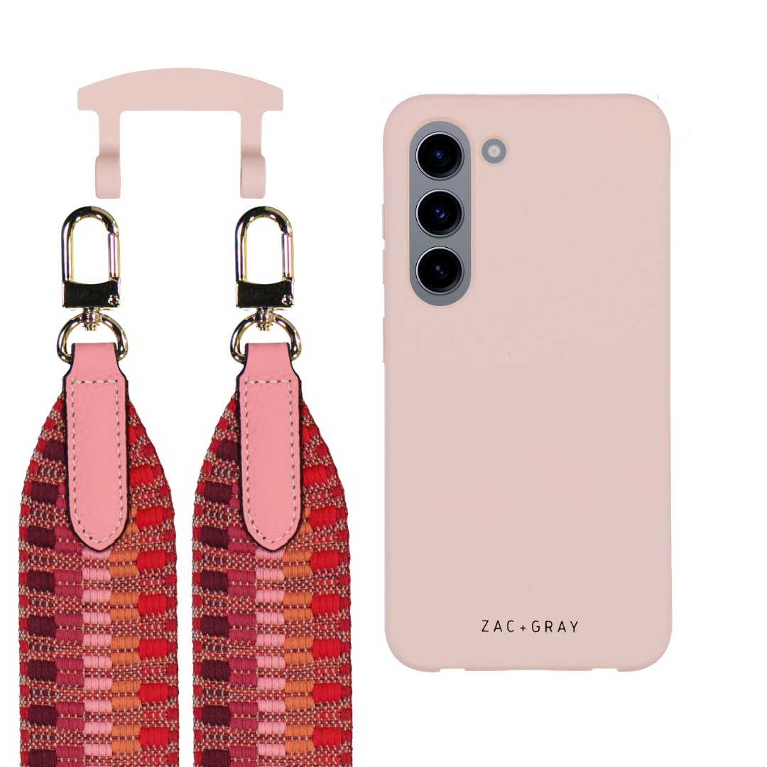 Samsung S23 ROSÉ PINK CASE + PATTERNED STRAP