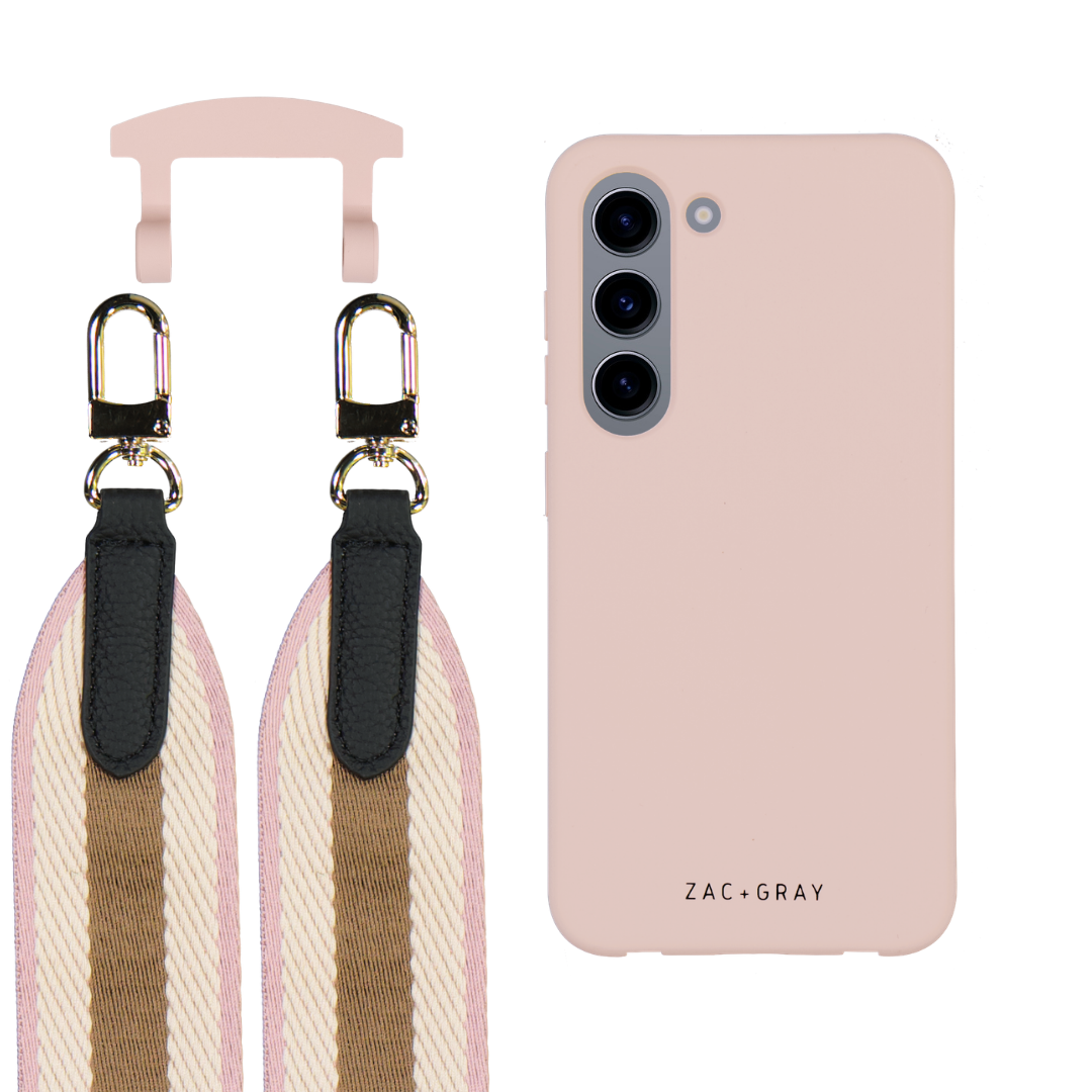 Samsung S23 ROSÉ PINK CASE + PATTERNED STRAP