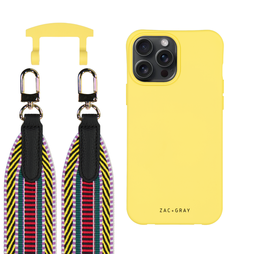 iPhone 6 / 6s / 7 / 8 / SE (2020 & 2022) SUNSHINE YELLOW CASE + PATTERNED STRAP