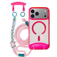 iPhone 17 Pro HOT PINK TRANSPARENT CASE + KNOTTED CORD