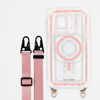 POWDER PINK TRANSPARENT CASE WITH STRAP - MAGSAFE