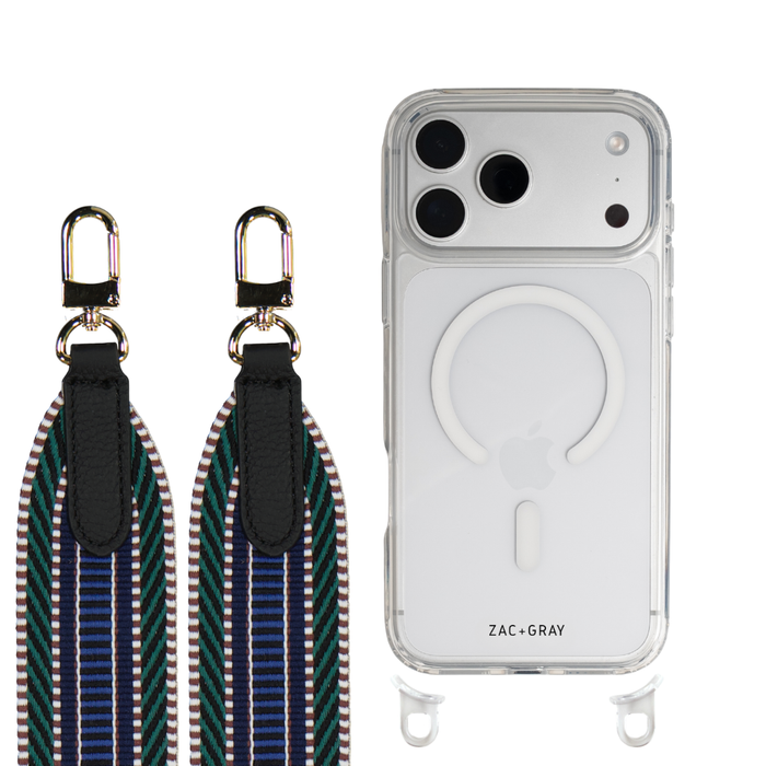 iPhone 17 Pro Max CRYSTAL CLEAR TRANSPARENT CASE + PATTERNED STRAP