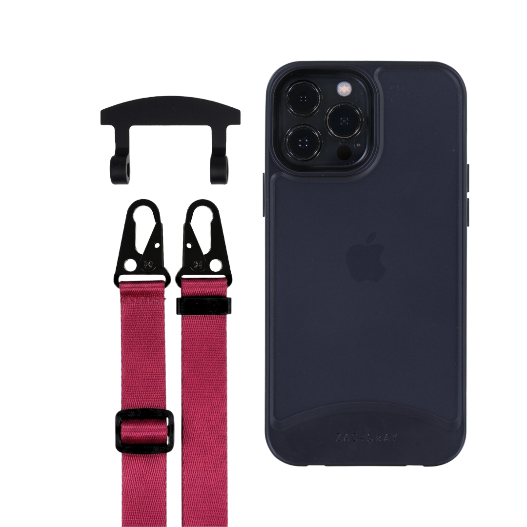 iPhone 12 Pro Max FROSTED MIDNIGHT BLACK CASE + STRAP