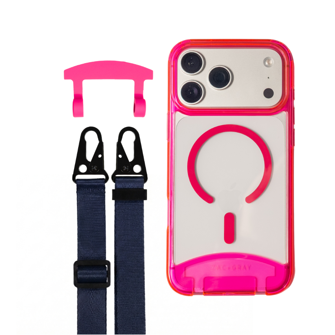 HOT PINK TRANSPARENT CASE + STRAP