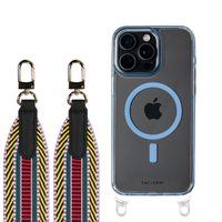 iPhone 16 Pro SKY BLUE TRANSPARENT CASE + PATTERNED STRAP