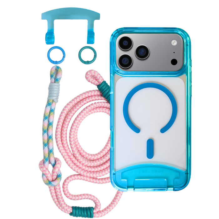 iPhone 17 Pro AQUAMARINE TRANSPARENT CASE + KNOTTED CORD