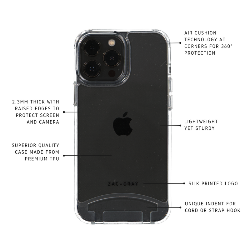 iPhone 15 Pro TRANSPARENT CASE + MIDNIGHT BLACK CORD