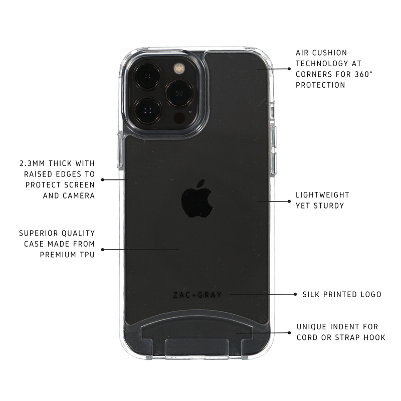 iPhone 15 Plus TRANSPARENT CASE + MIDNIGHT BLACK STRAP