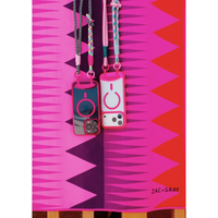 HOT PINK TRANSPARENT CASE + KNOTTED CORD