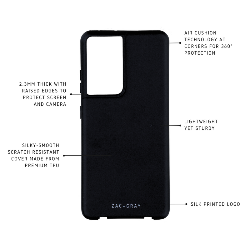 Samsung S21 Ultra MIDNIGHT BLACK CASE + FOREST CORD