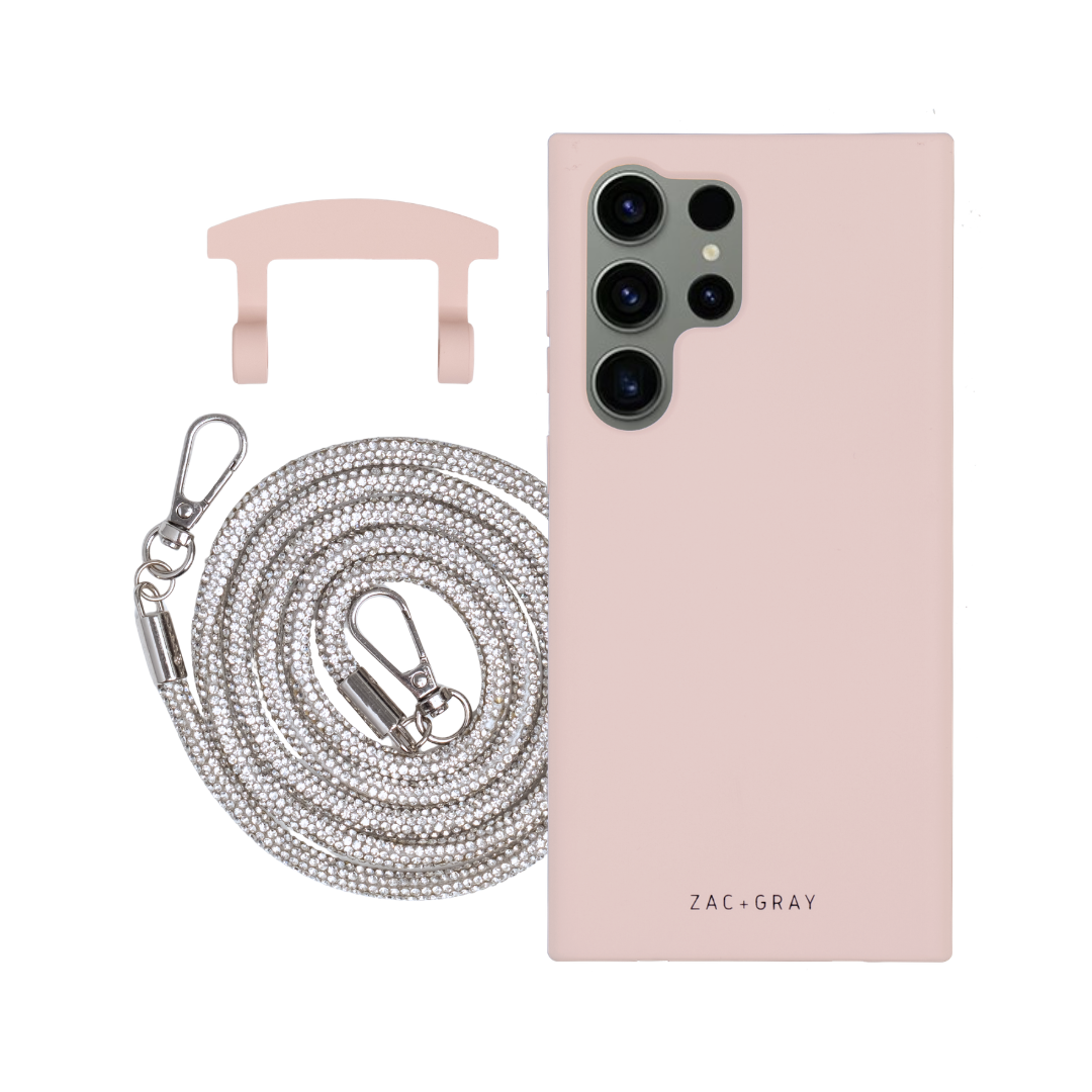 Samsung S25 Ultra ROSÉ PINK CASE + CRYSTAL CORD