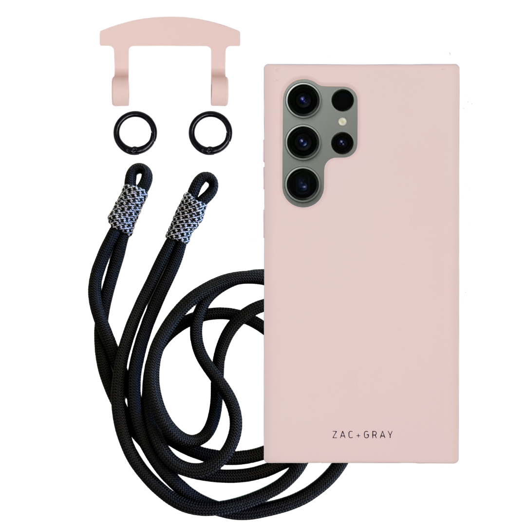 Samsung S25 Ultra ROSÉ PINK CASE + KNOTTED CORD