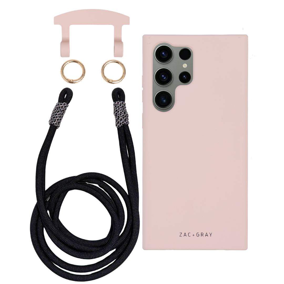 Samsung S24 Ultra ROSÉ PINK CASE + KNOTTED CORD