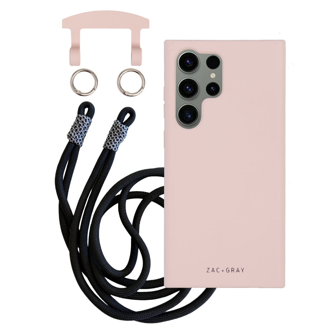 Samsung S25 Ultra ROSÉ PINK CASE + KNOTTED CORD