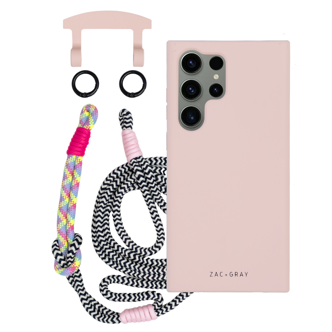 Samsung S25 Ultra ROSÉ PINK CASE + KNOTTED CORD