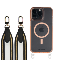iPhone 16 Plus POWDER PINK TRANSPARENT CASE + PATTERNED STRAP