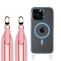 iPhone 16 Pro SKY BLUE TRANSPARENT CASE + PATTERNED STRAP