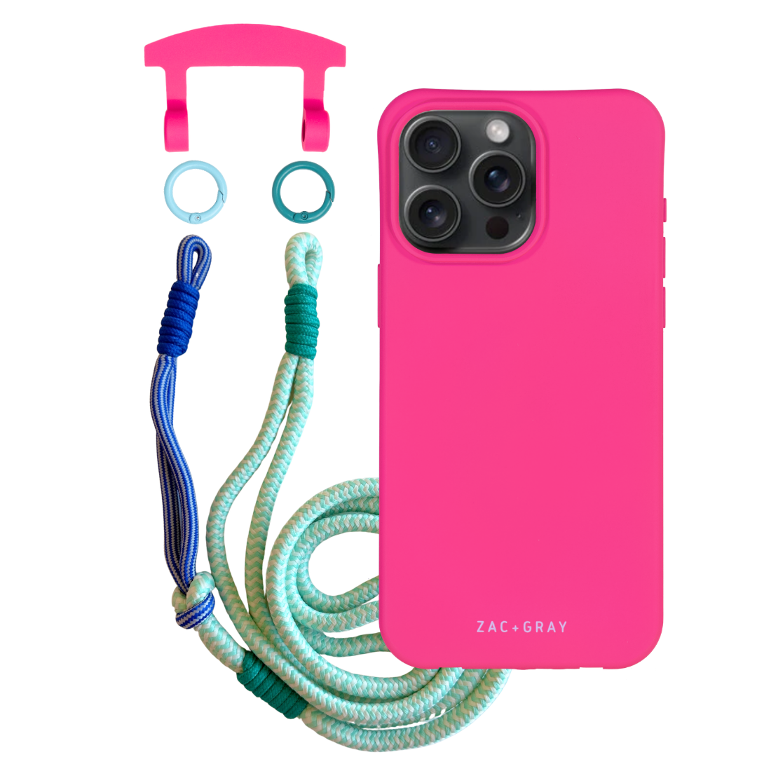 iPhone 16 Pro Max HOT PINK CASE + KNOTTED CORD