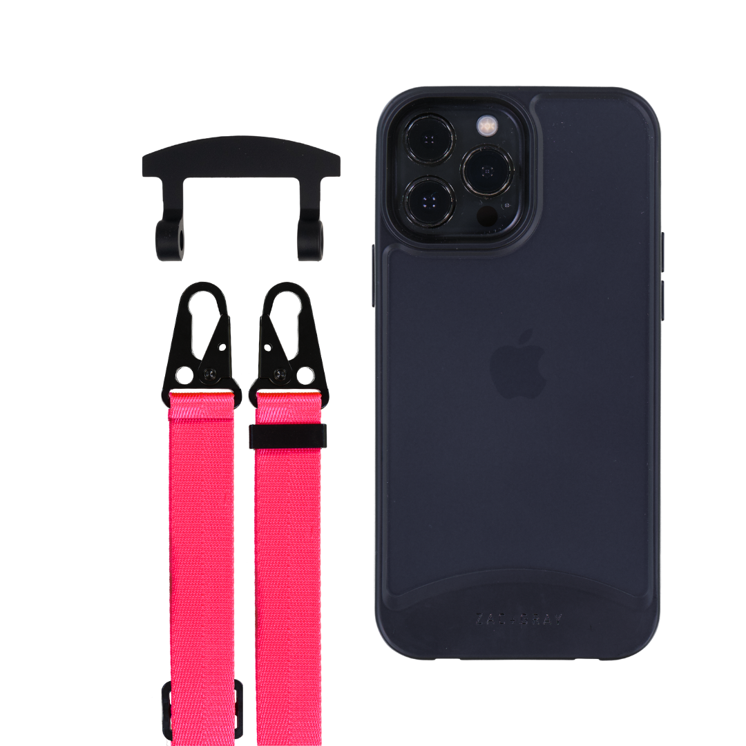 iPhone 12 Pro Max FROSTED MIDNIGHT BLACK CASE + STRAP