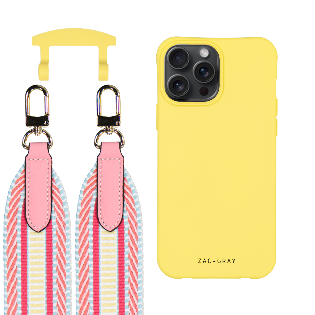 iPhone 6 / 6s / 7 / 8 / SE (2020 & 2022) SUNSHINE YELLOW CASE + PATTERNED STRAP