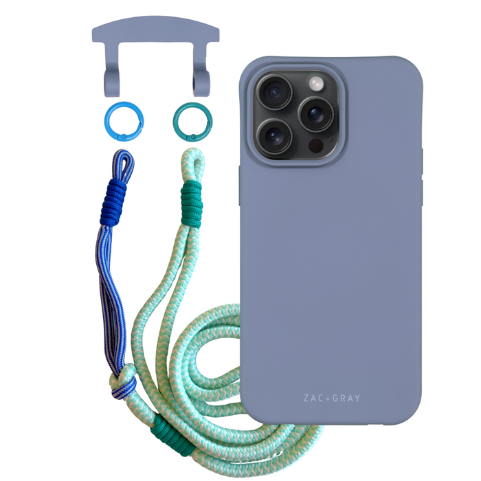 iPhone 15 Pro Max BLUE FOG CASE + KNOTTED CORD