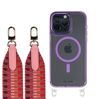 iPhone 16 LAVENDER TRANSPARENT CASE + PATTERNED STRAP