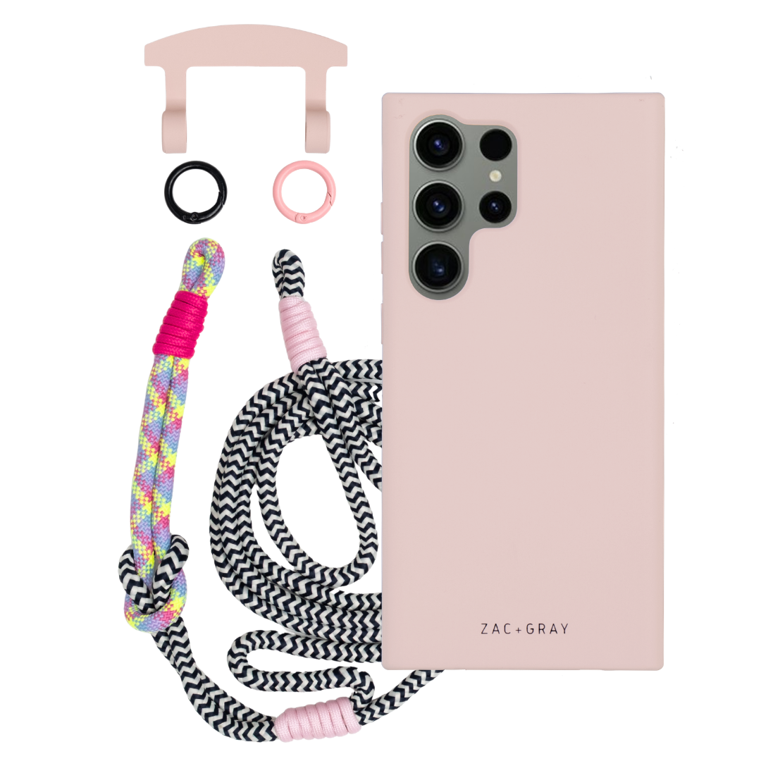 Samsung S25 Ultra ROSÉ PINK CASE + KNOTTED CORD
