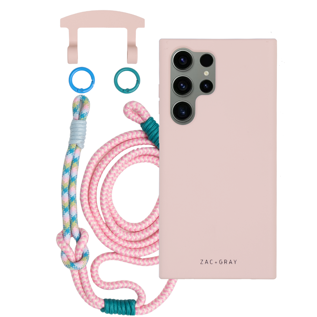Samsung S25 Ultra ROSÉ PINK CASE + KNOTTED CORD