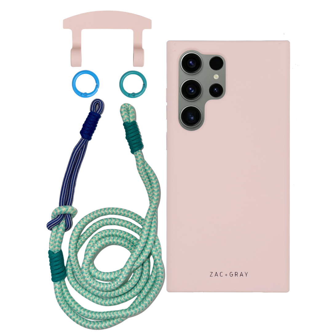 Samsung S24 Ultra ROSÉ PINK CASE + KNOTTED CORD